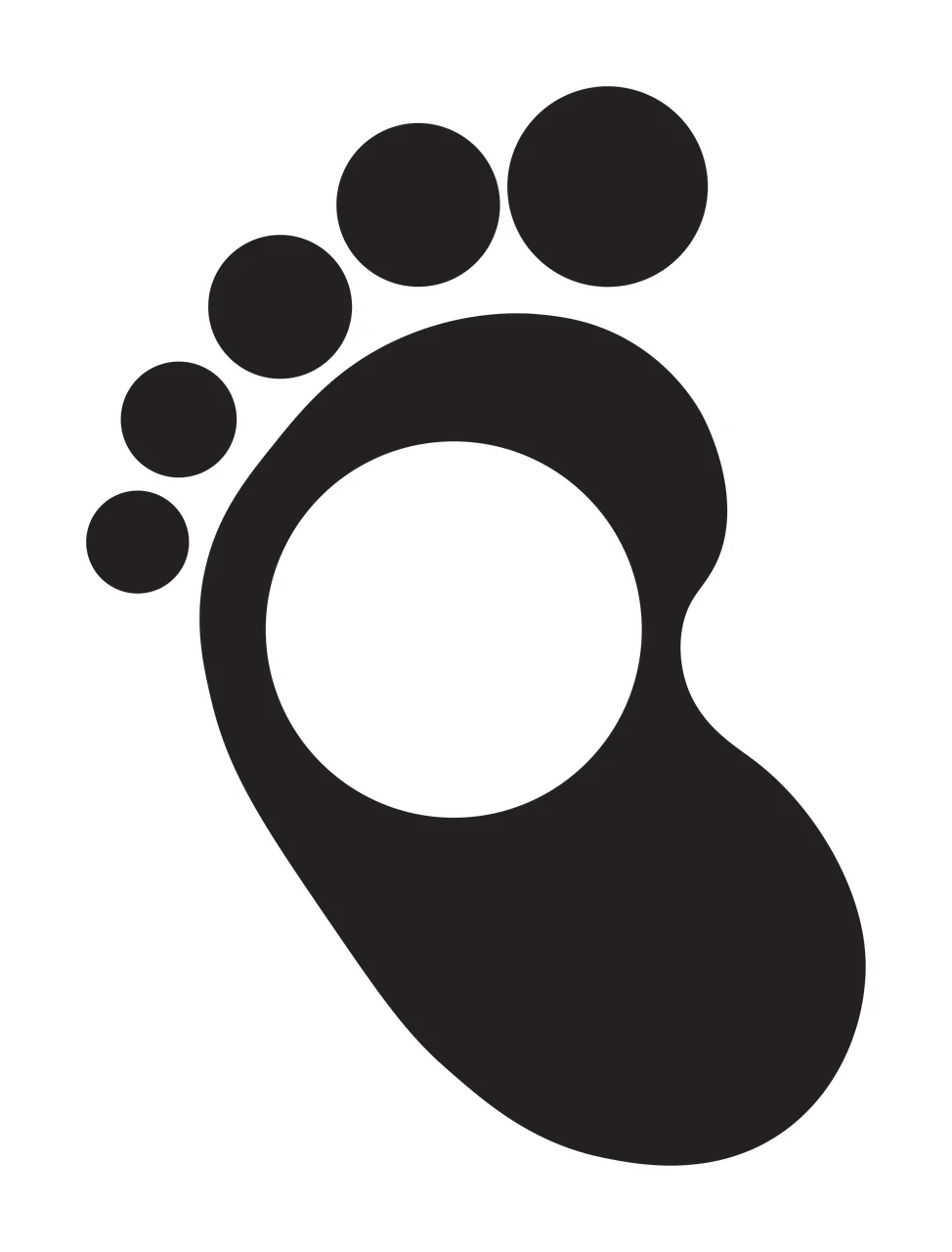 Footprint With Hole Icon toes circle flat black white shape