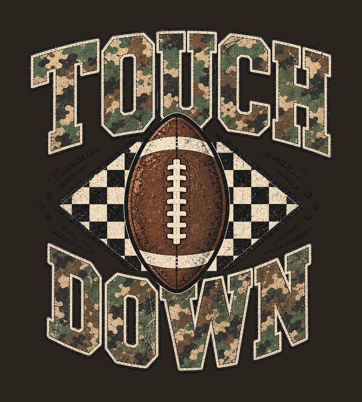Camo Checkered Football Touchdown Trendy Game Variation A contrast preview thumbnail
