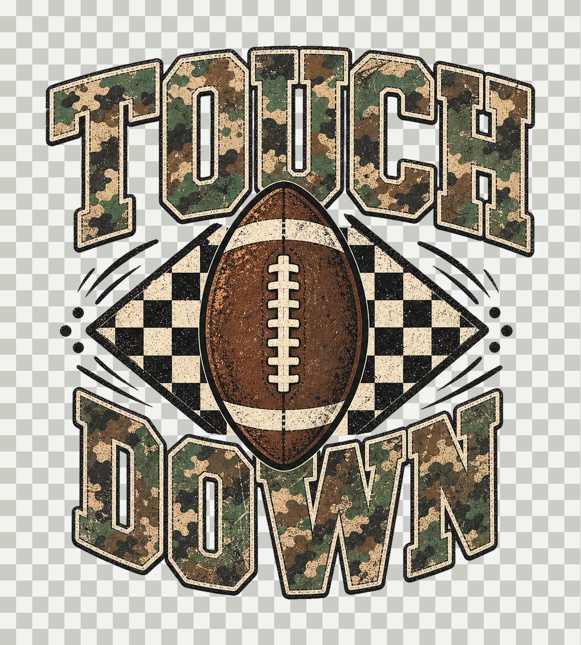 Camo Checkered Football Touchdown Trendy Game Variation A transparency and detail preview thumbnail