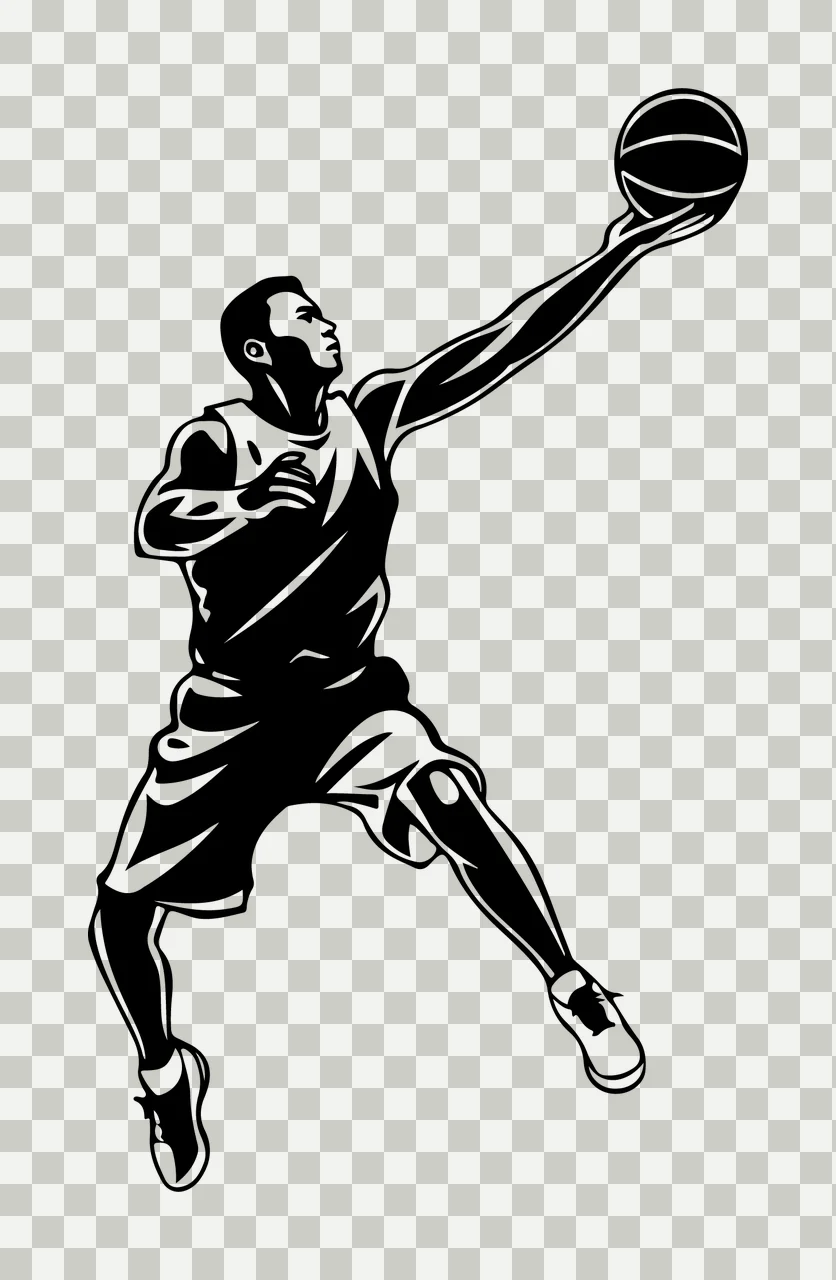 Can Glass Wrap Jumping Basketball Player With Ball transparency and detail preview thumbnail