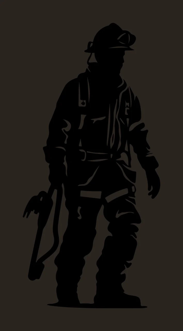 Firefighter Black Silhouette Of A Standing helmet protective clothing contrast preview thumbnail