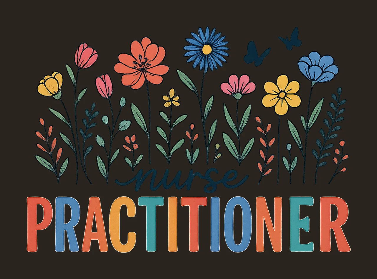Nurse Practitioner Floral Wildflower Sublimation design Cute contrast preview thumbnail