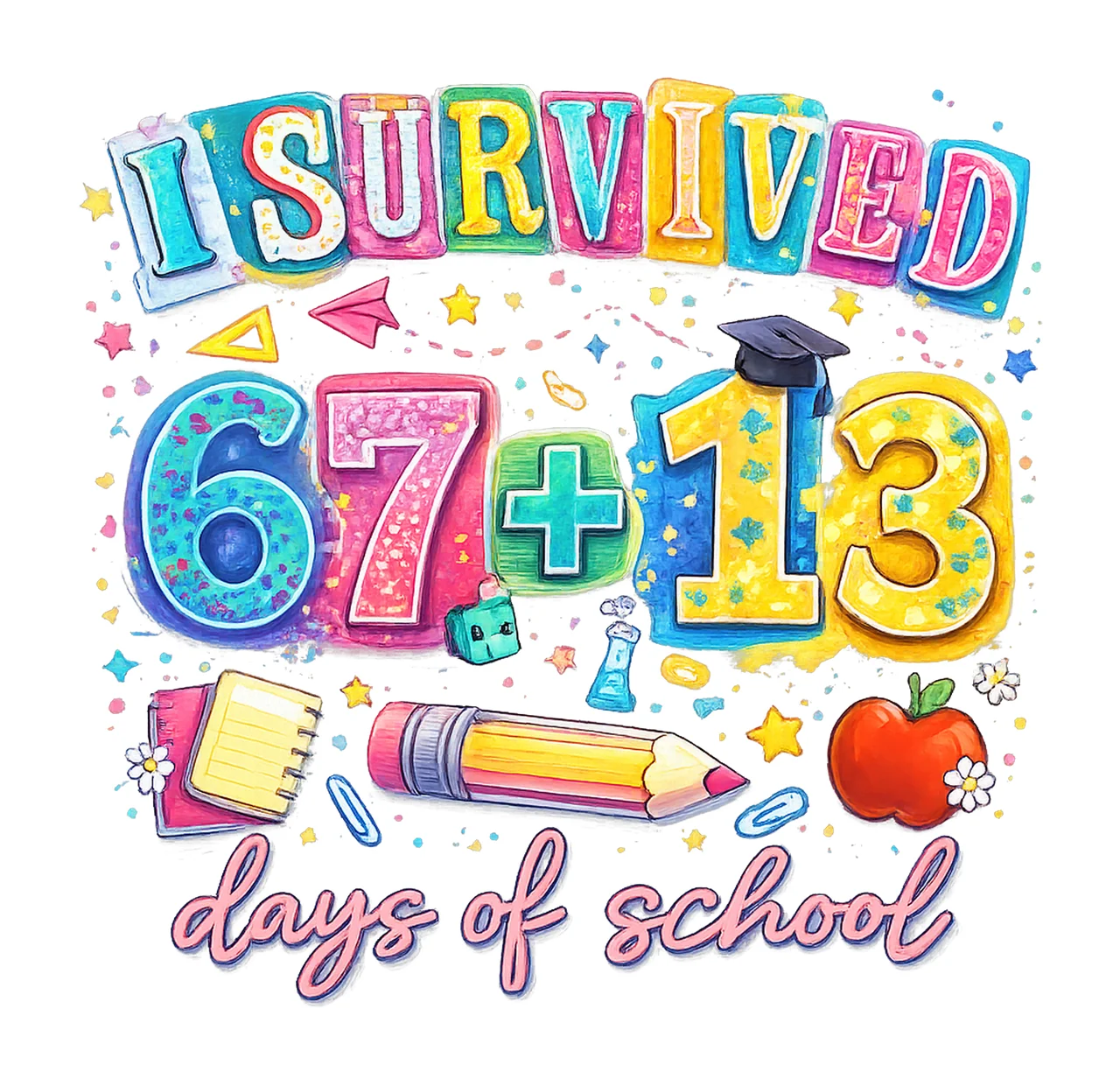 100th Day of School Survived Design Funny Student Gift