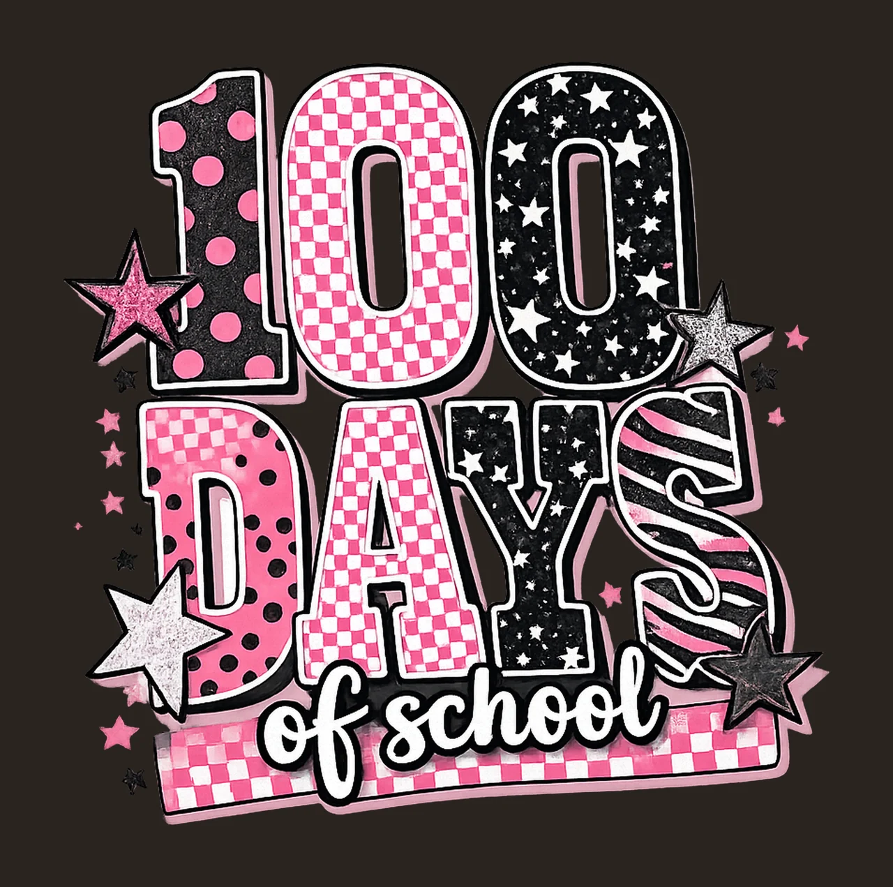 100 Days of School Shirt Trendy Teacher Shirt Black Whit contrast preview thumbnail