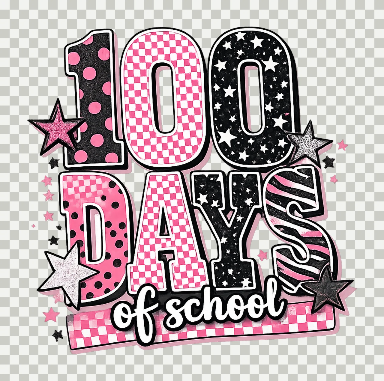 100 Days of School Shirt Trendy Teacher Shirt Black Whit transparency and detail preview thumbnail