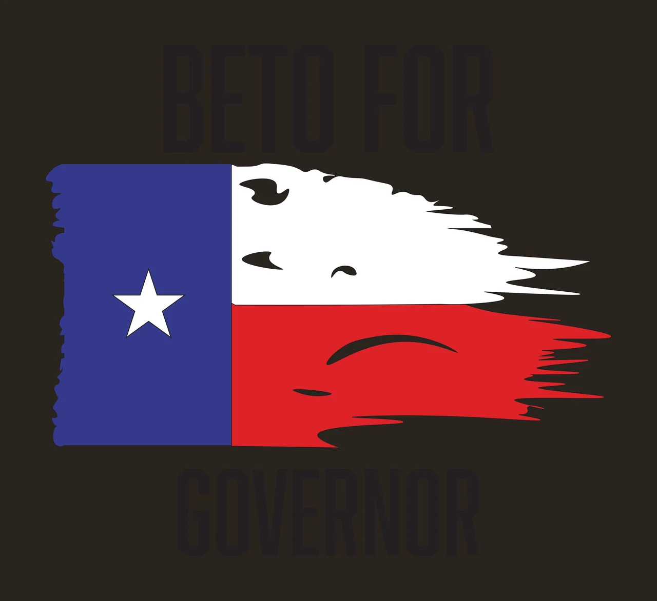 BETO FOR GOVERNOR Texas flag political campaign Design with lone star, distressed brush strokes and bold typography in blue, red and white contrast preview thumbnail