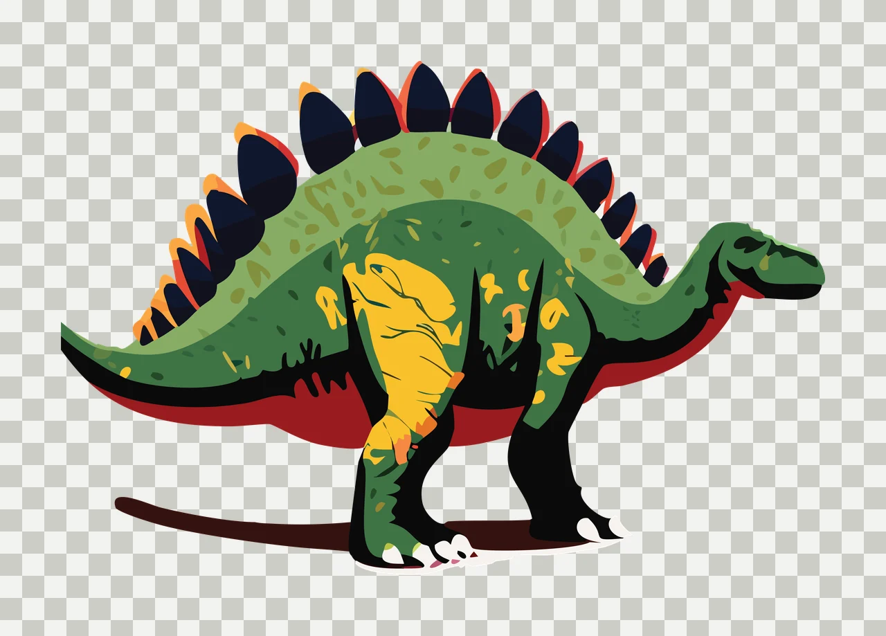 Dinosaur Stegosaurus Black Stencil Silhouette standing plates transparency and detail preview thumbnail