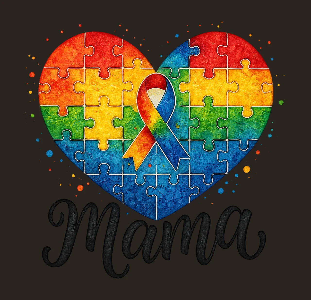 Coquette Autism Bow Mama Autism Awareness Design Ribbon contrast preview thumbnail