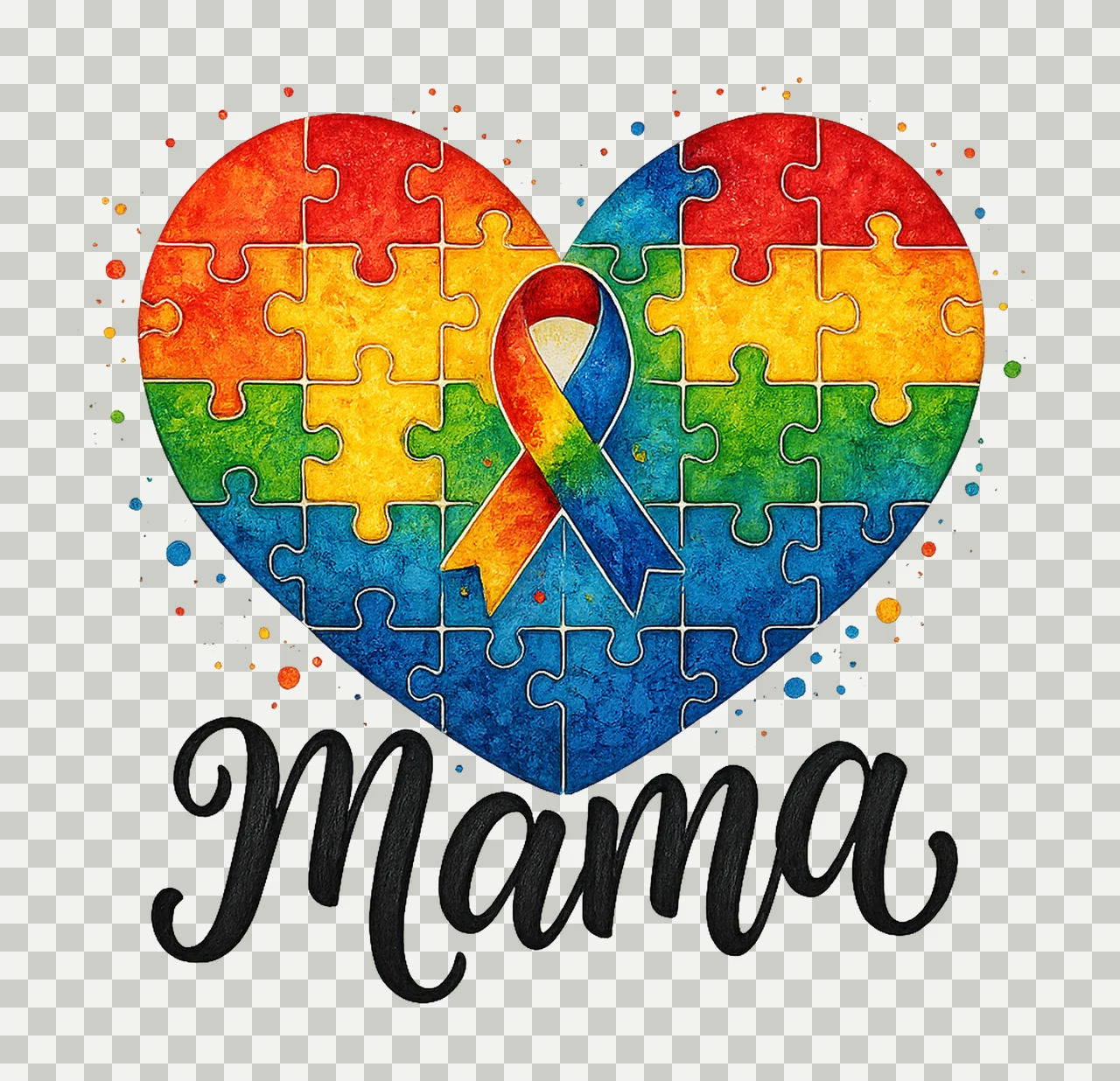Coquette Autism Bow Mama Autism Awareness Design Ribbon transparency and detail preview thumbnail