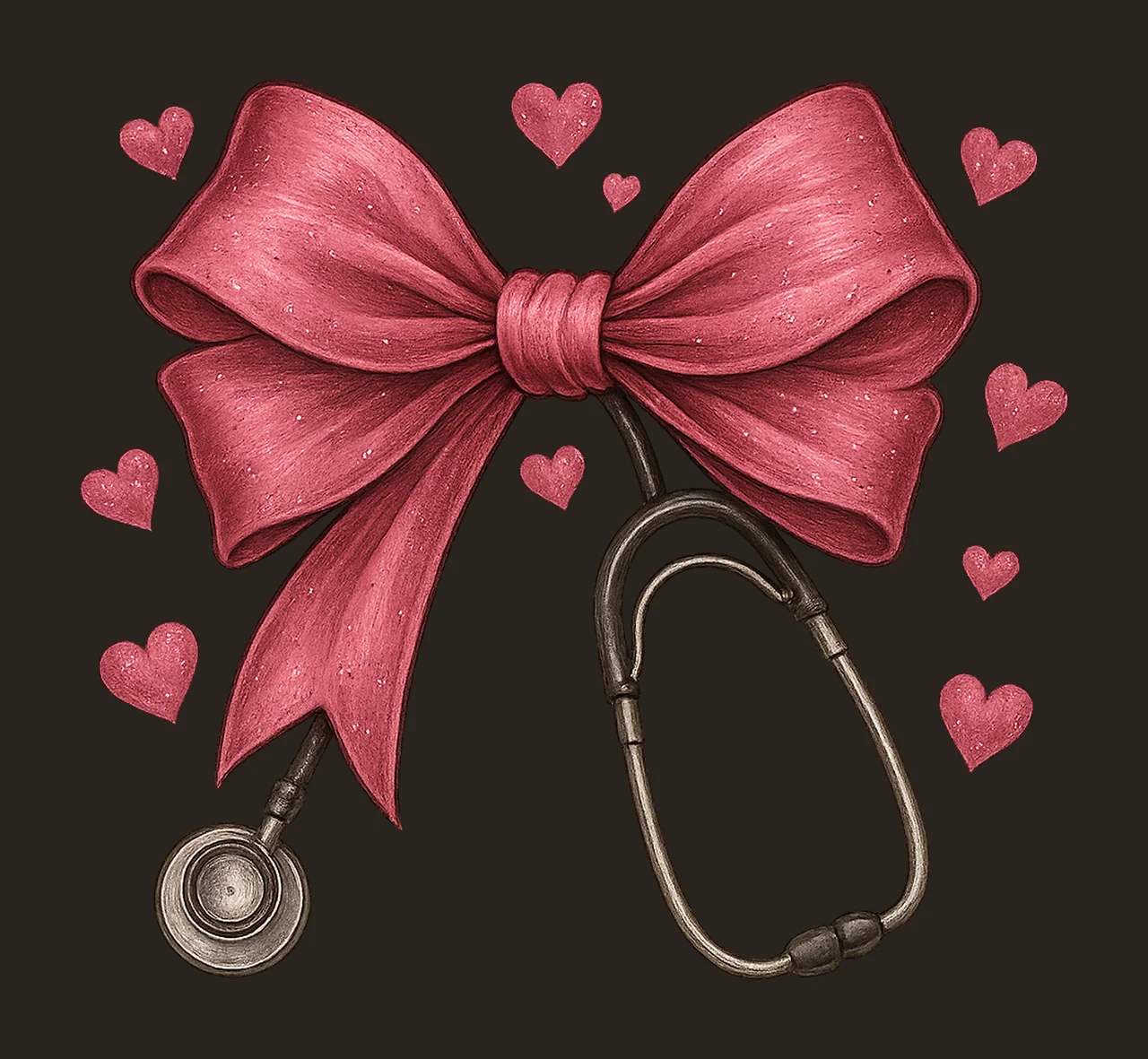 Nurse bow Coquette stethoscope design Valentines nurse contrast preview thumbnail
