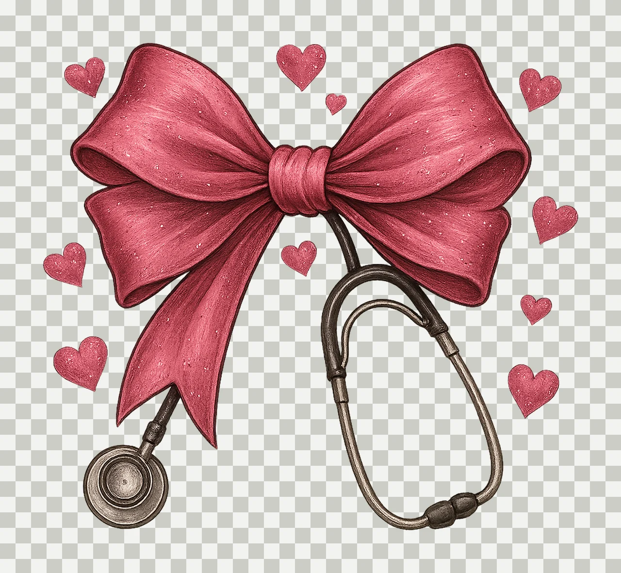 Nurse bow Coquette stethoscope design Valentines nurse transparency and detail preview thumbnail