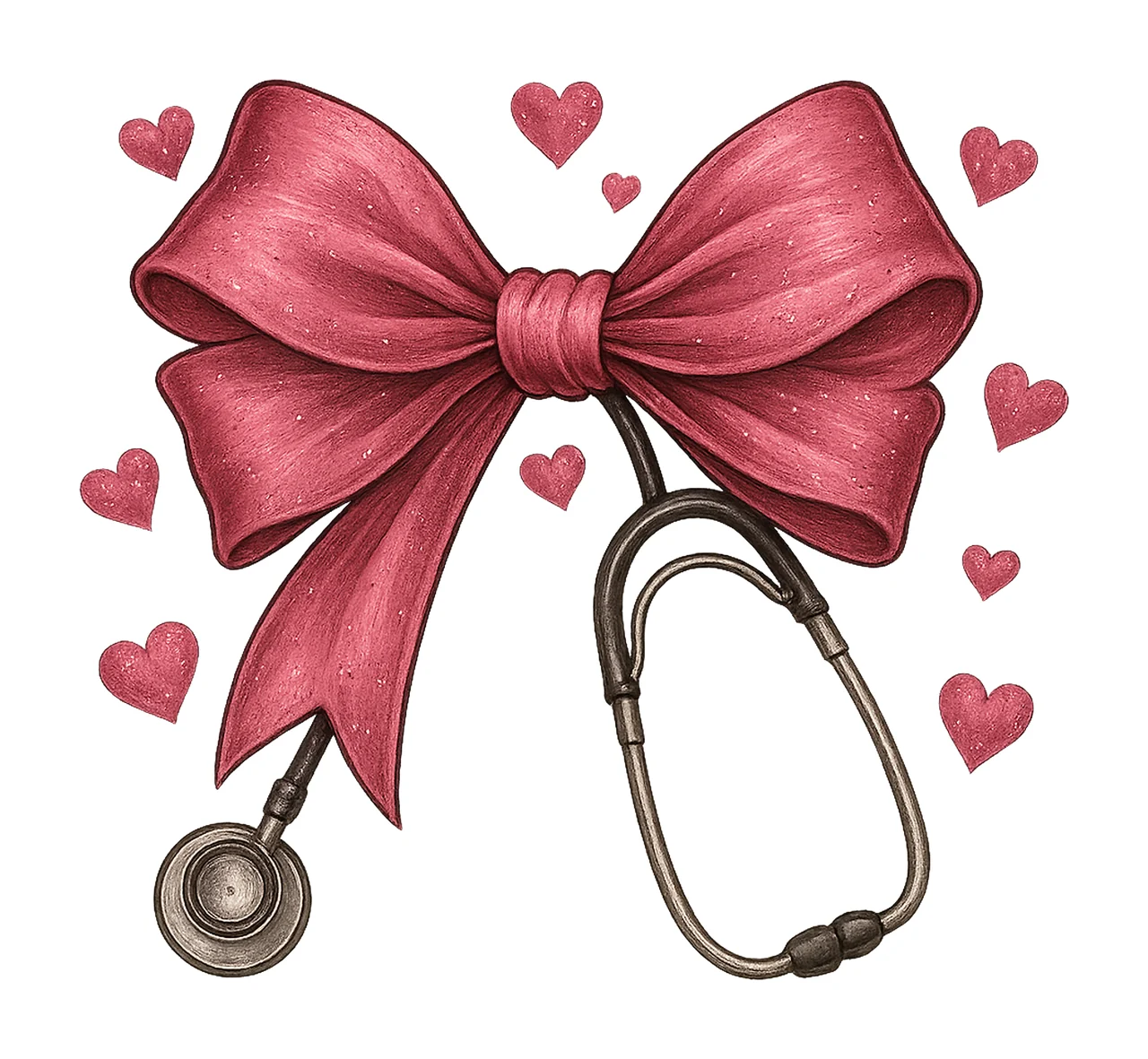 Nurse bow Coquette stethoscope design Valentines nurse