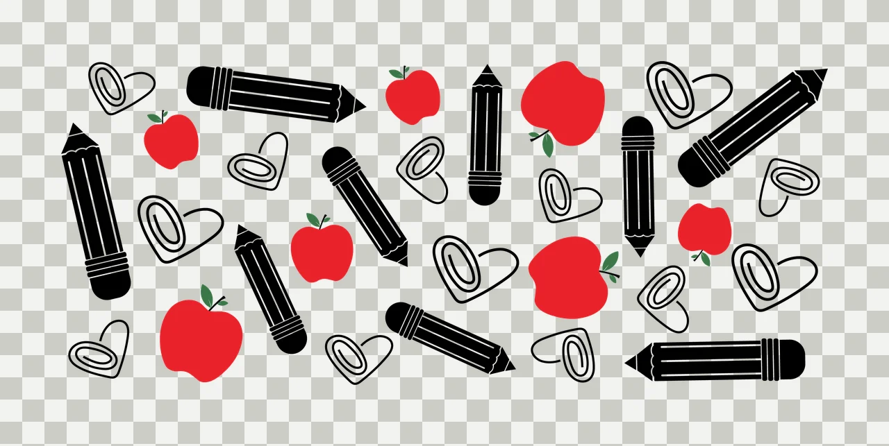 Can Glass Wrap School Supplies Pattern With Pencils patterning transparency and detail preview thumbnail