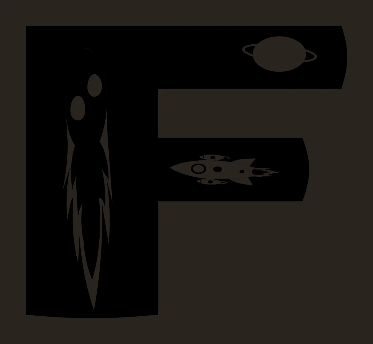 Space F Rocket Ship Letter contrast preview thumbnail