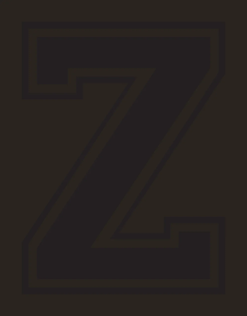 Z Letter Design with double outline border and block serif shape in black and white contrast preview thumbnail