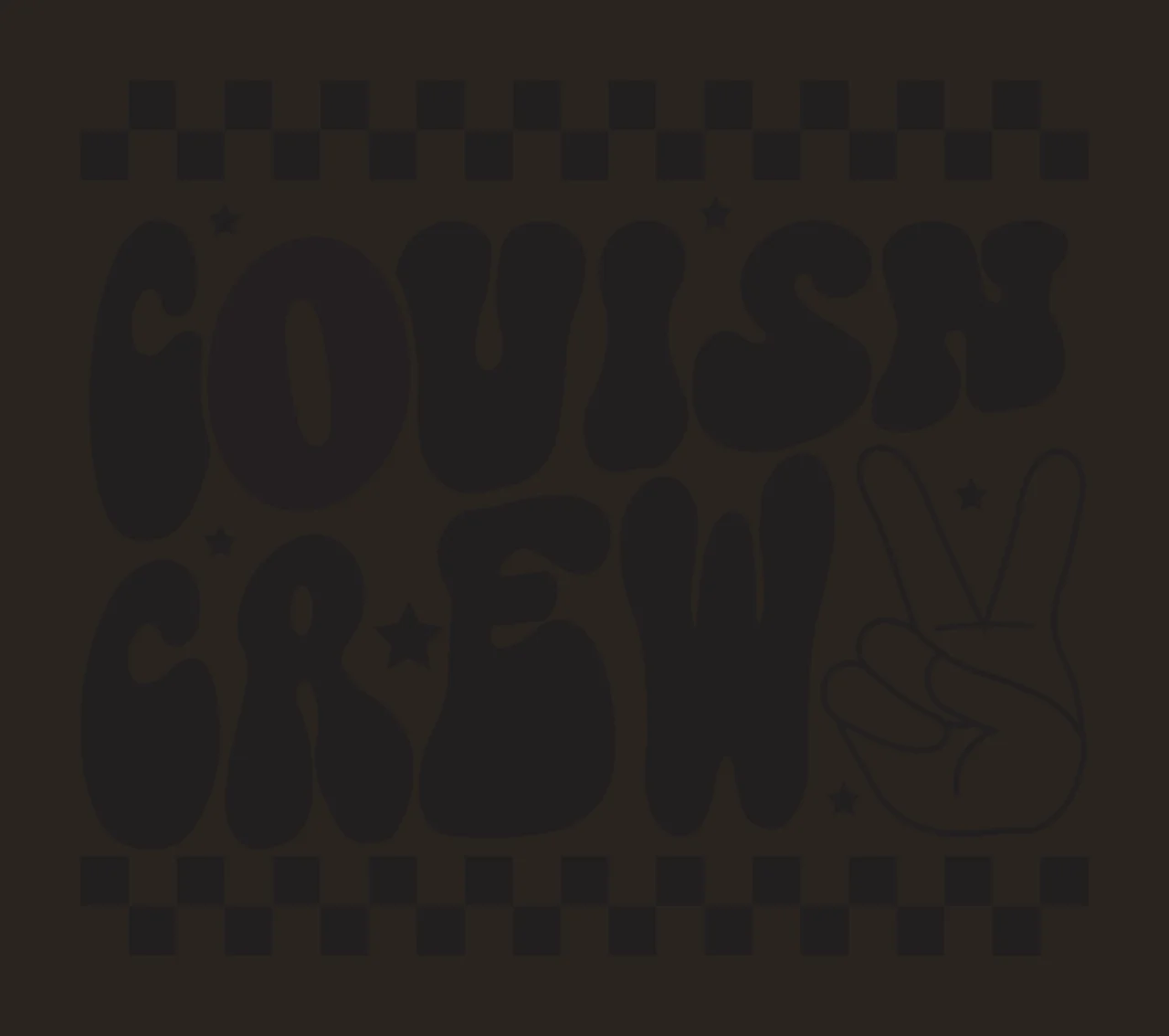 Cousin Crew Peace Sign Retro Design text and hand gesture stars contrast preview thumbnail