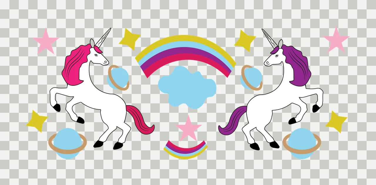 Can Glass Wrap Unicorns With Stars And Planets rearing rainbow transparency and detail preview thumbnail