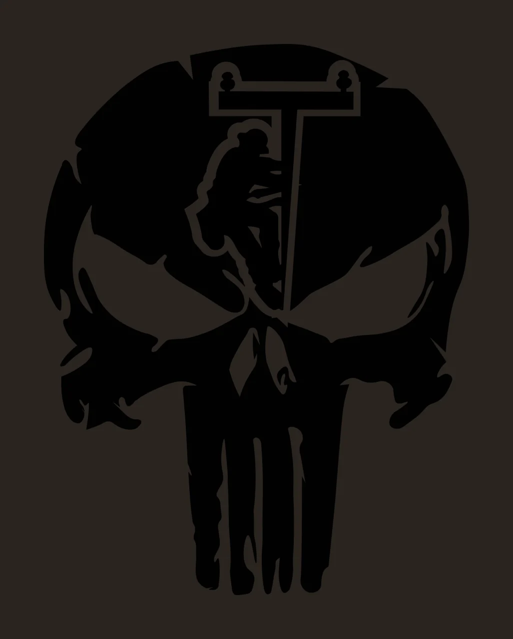 Skull with lineman silhouette Illustration with utility pole, crossarm and insulators in black and white contrast preview thumbnail