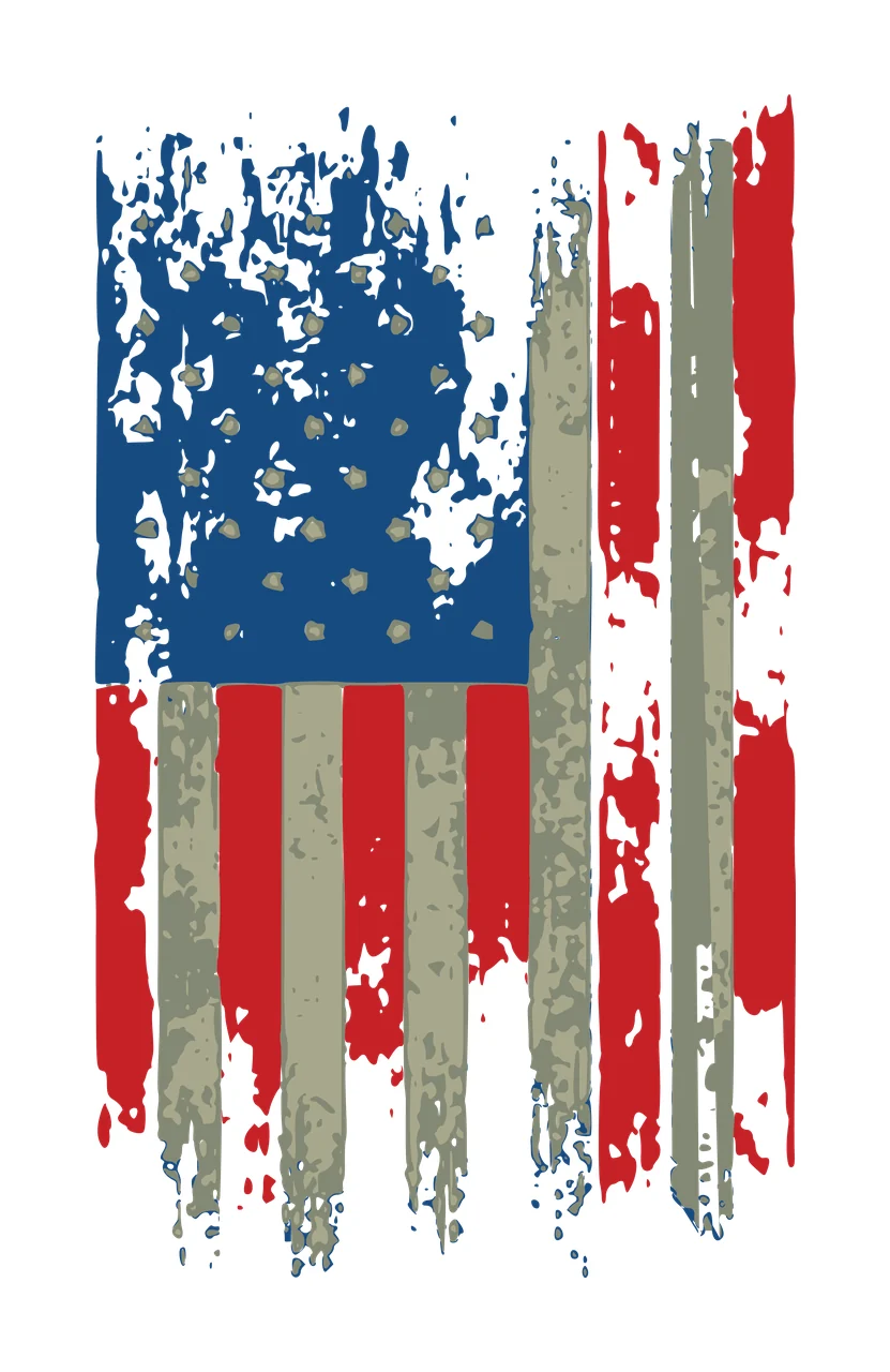 Flag Distressed Black And White With Vertical Grunge stripes
