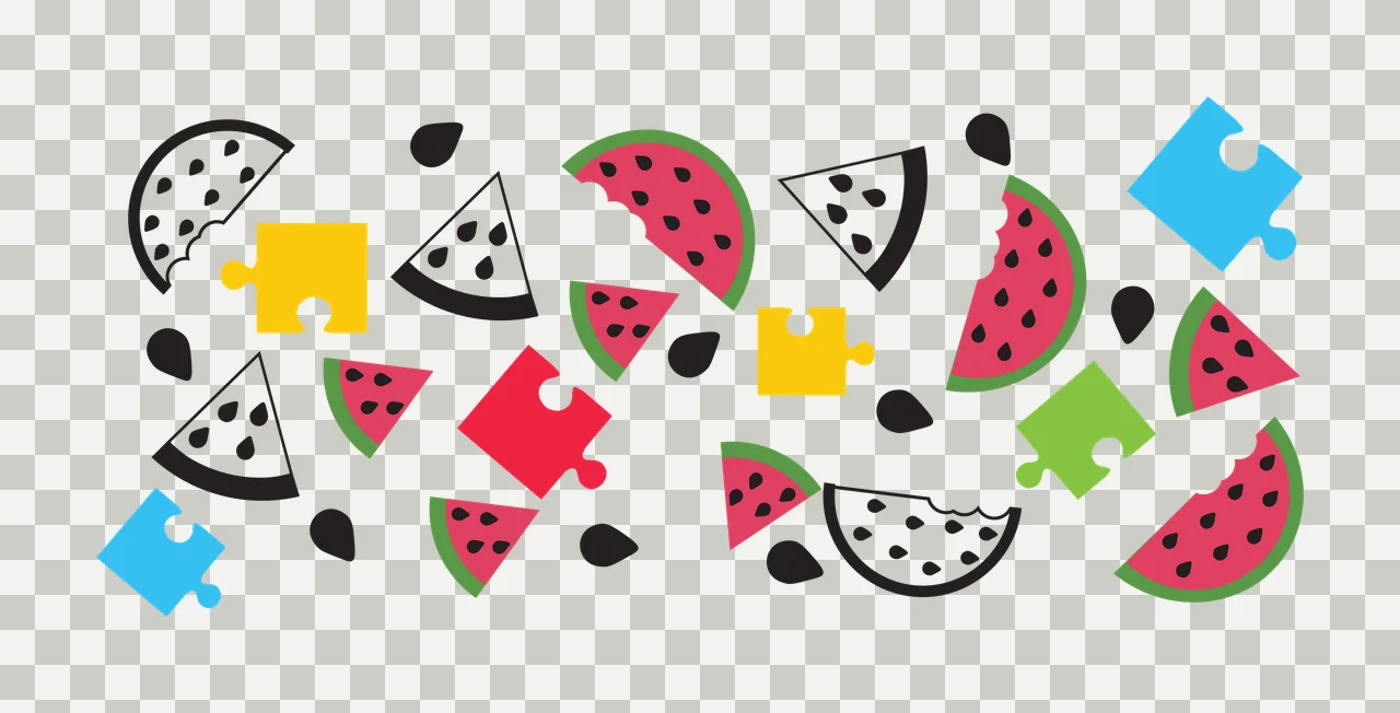 Can Glass Wrap Watermelon Slices And Puzzle Pieces seeds black pattern transparency and detail preview thumbnail