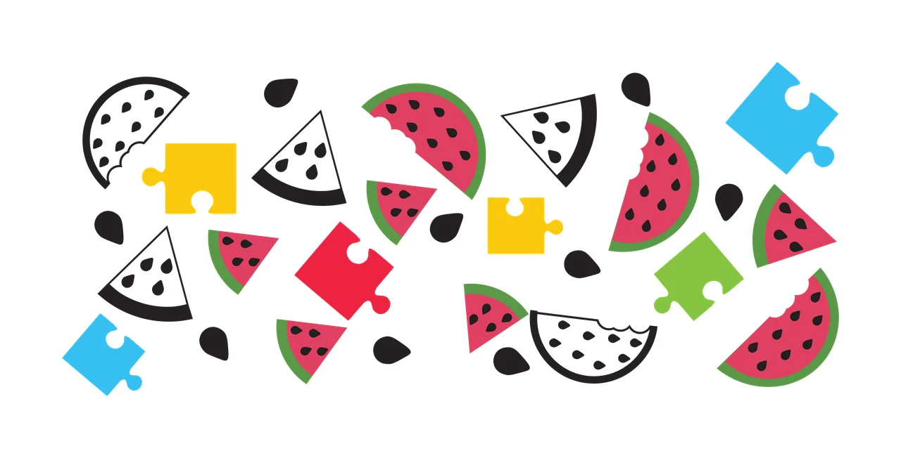 Can Glass Wrap Watermelon Slices And Puzzle Pieces seeds black pattern