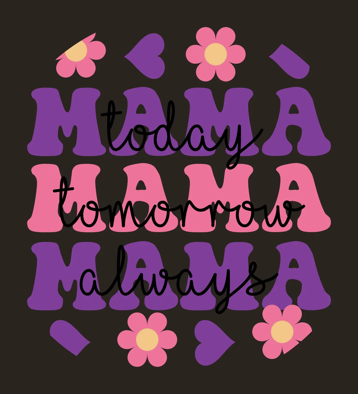 Keychain Mama Today Tomorrow Always Text Design lettering flowers contrast preview thumbnail