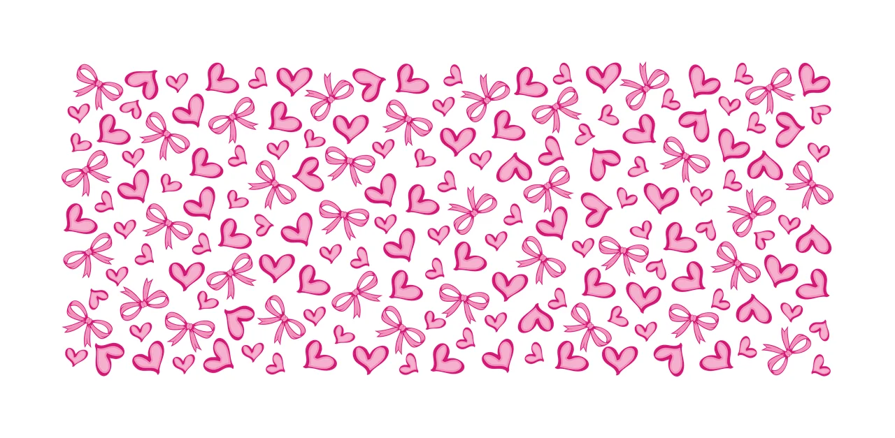 Bow Can Glass Wrap Scattered Hearts And Bows pattern doodle