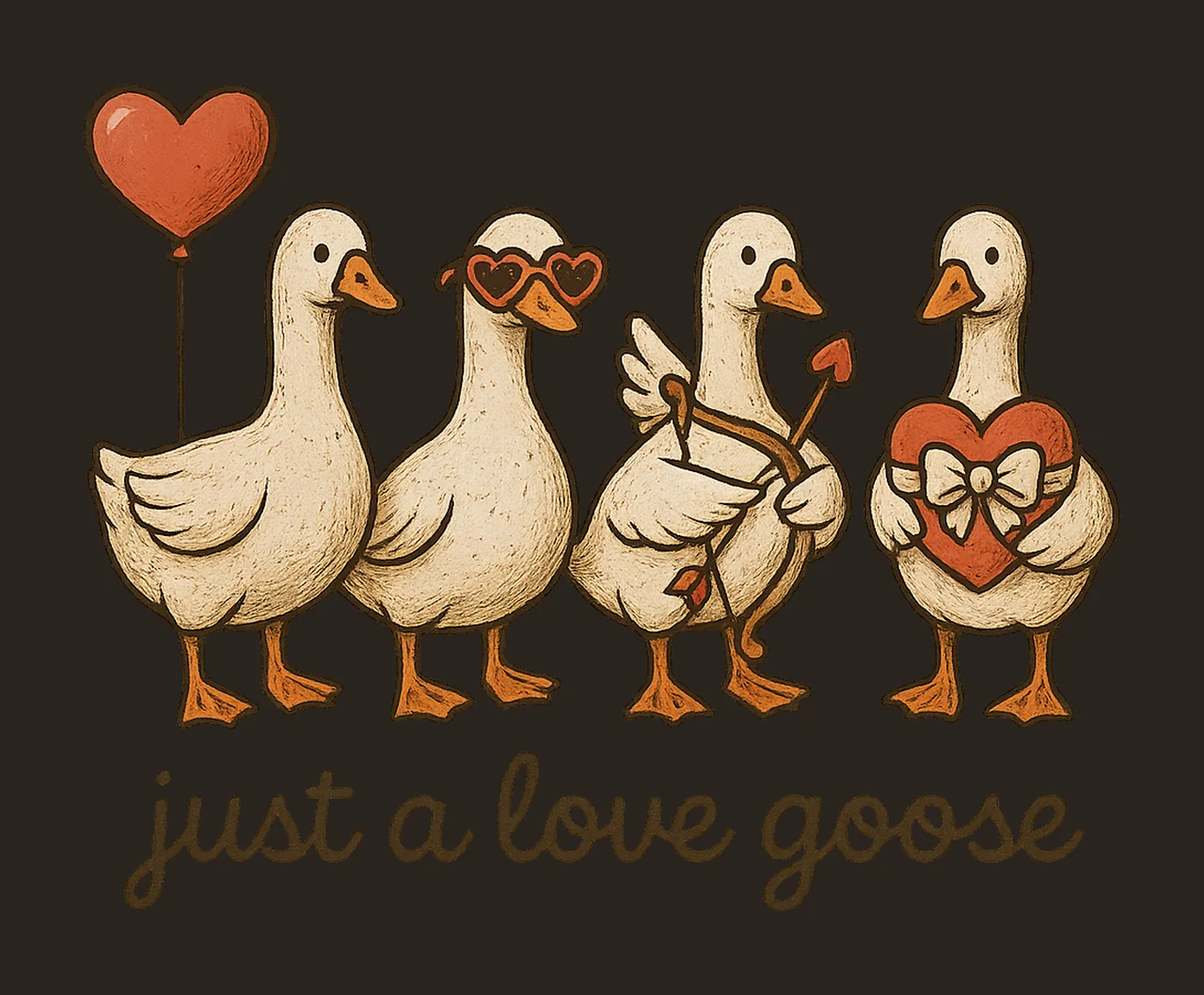 Valentine Goose Cute Cupid Goose Artwork Funny Love Goose contrast preview thumbnail
