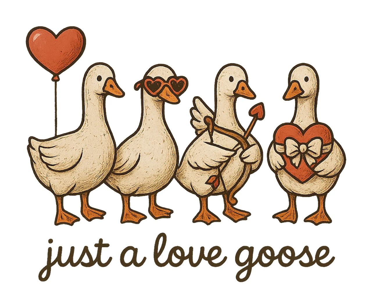 Valentine Goose Cute Cupid Goose Artwork Funny Love Goose