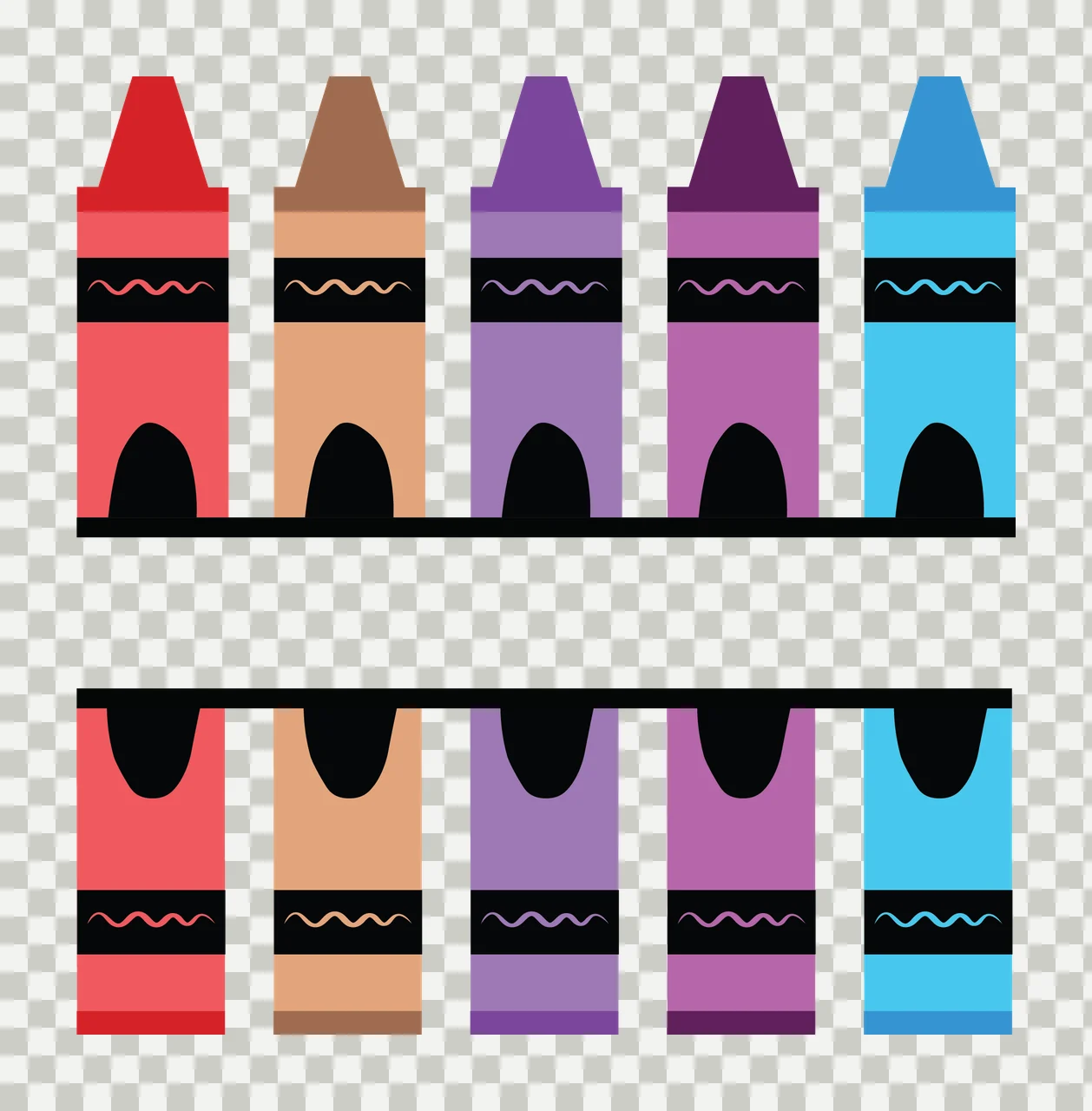 Crayons With Horizontal Lines And Colors In Red transparency and detail preview thumbnail