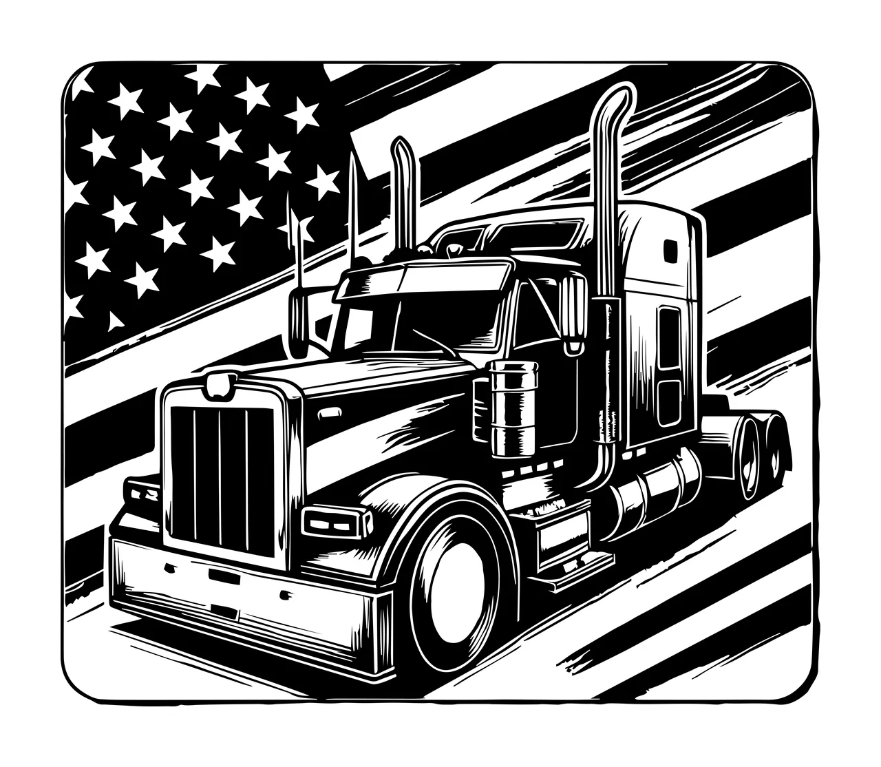 Semi Truck Flag Hauling Before American moving exhaust stacks