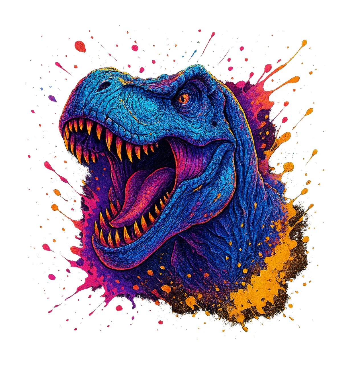3D Neon Rex Sublimation Design Dinosaur Artwork Colorful Rex