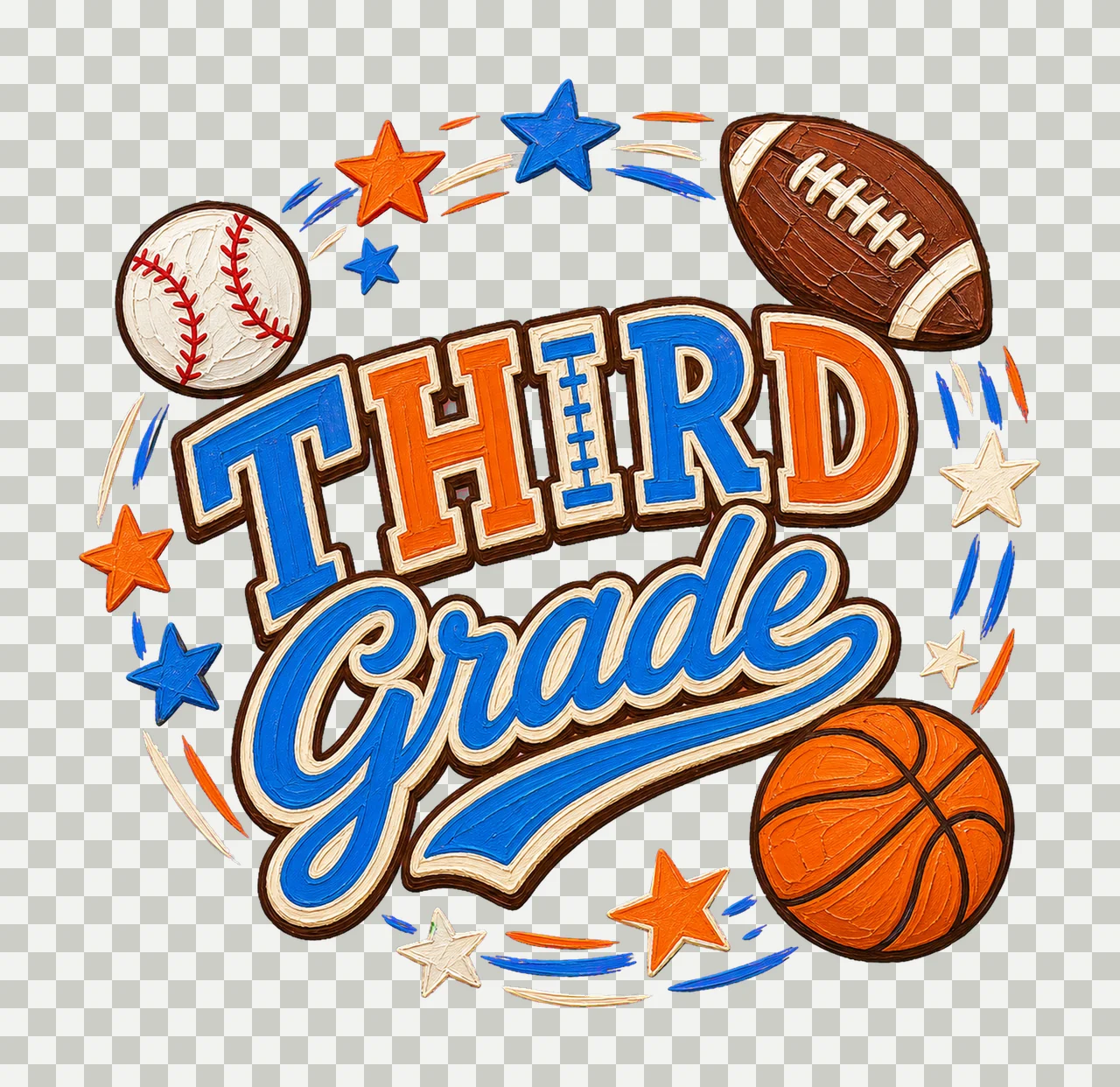 Sports Back To School Grade Football Basketball Variation A transparency and detail preview thumbnail