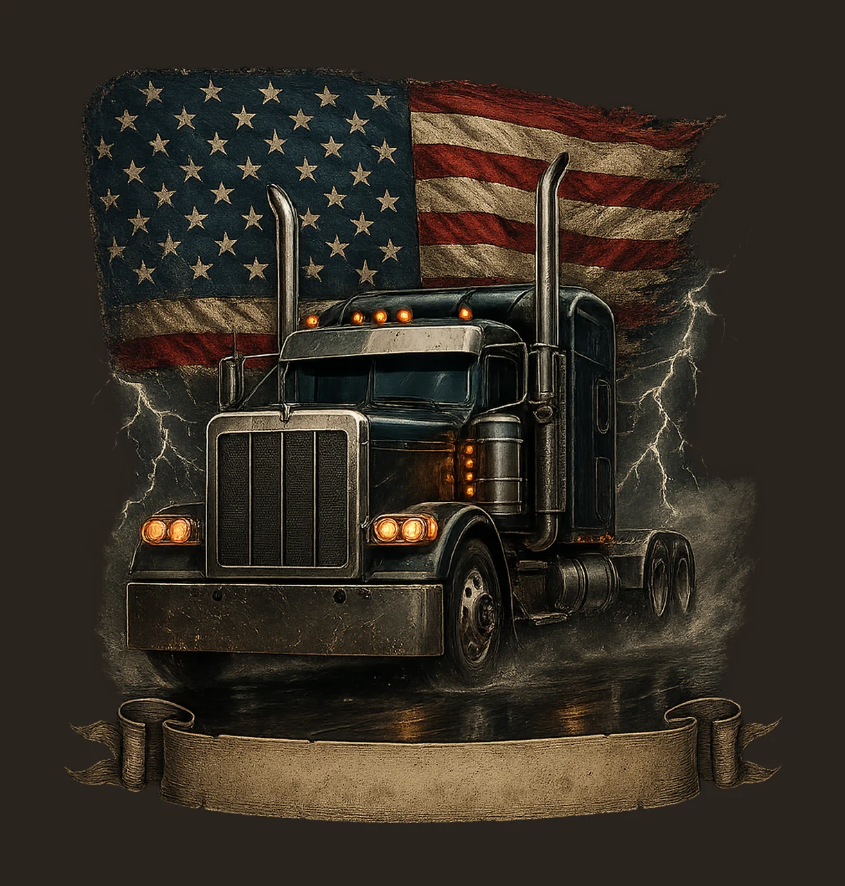 Semi Truck American Flag Trucker Sublimation Patriotic Truck contrast preview thumbnail