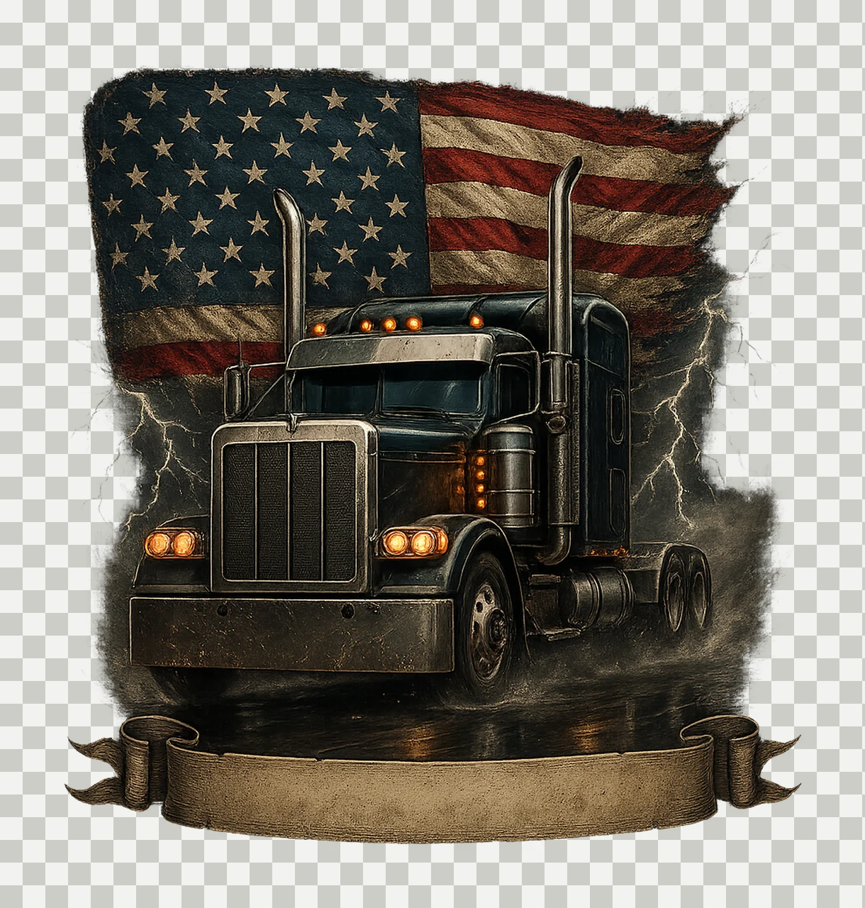 Semi Truck American Flag Trucker Sublimation Patriotic Truck transparency and detail preview thumbnail