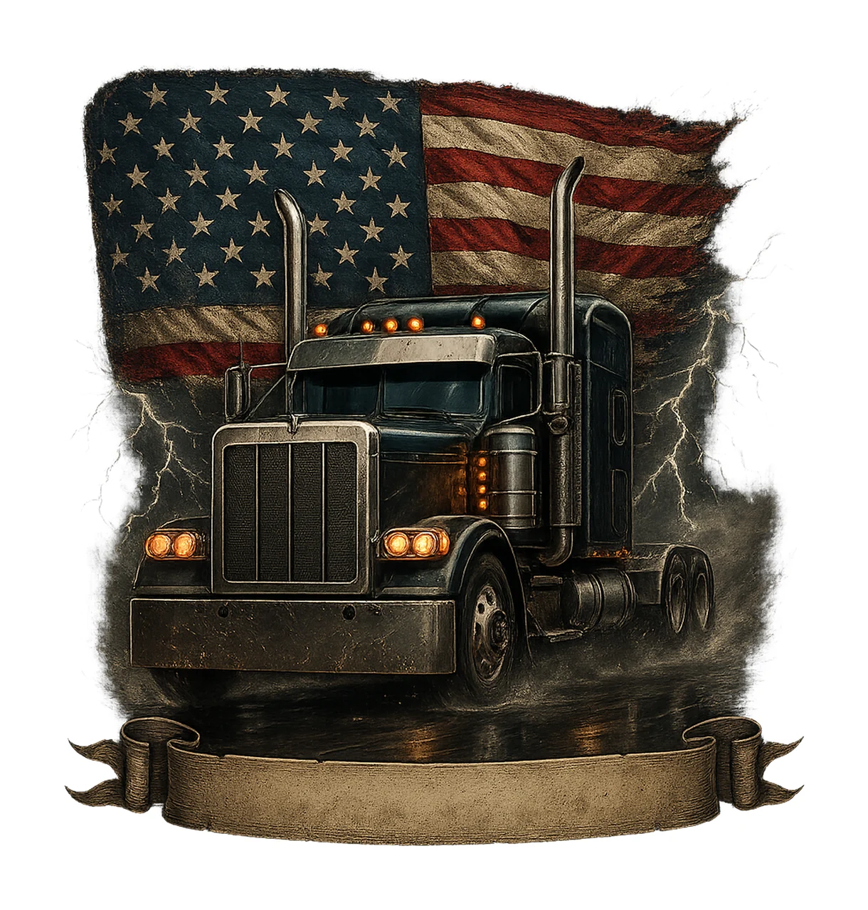 Semi Truck American Flag Trucker Sublimation Patriotic Truck