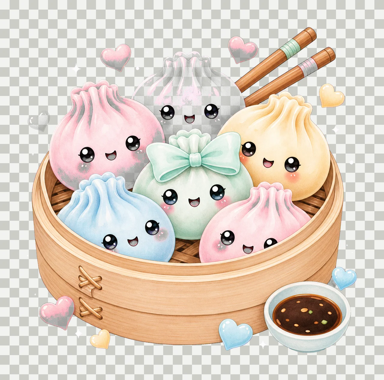 Kawaii Dumpling Cute Pastel Anime Food Variation D transparency and detail preview thumbnail