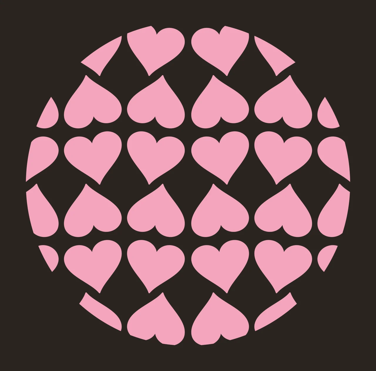 Keychain Heart Pattern In Black Circle hearts silhouette white contrast preview thumbnail