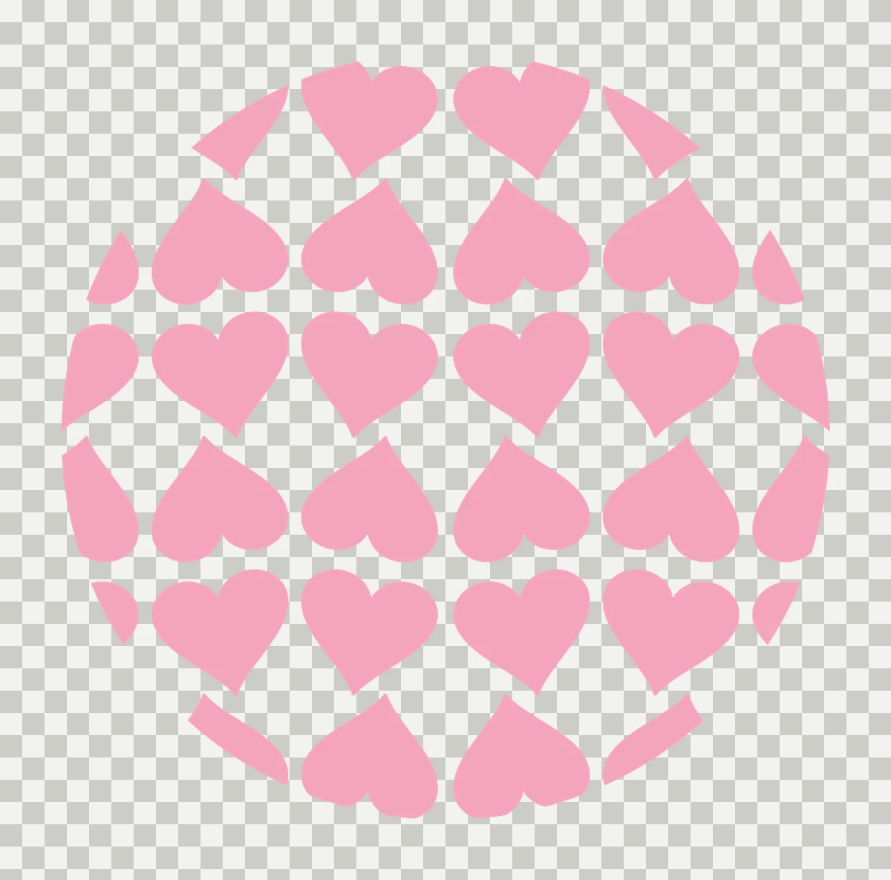 Keychain Heart Pattern In Black Circle hearts silhouette white transparency and detail preview thumbnail