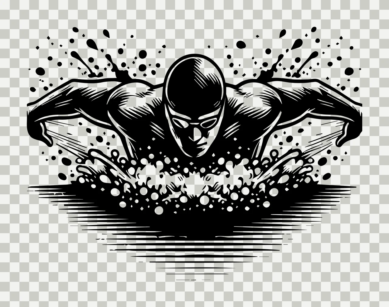 Swimming Swimmer In Butterfly Stroke With Splash water splashes transparency and detail preview thumbnail