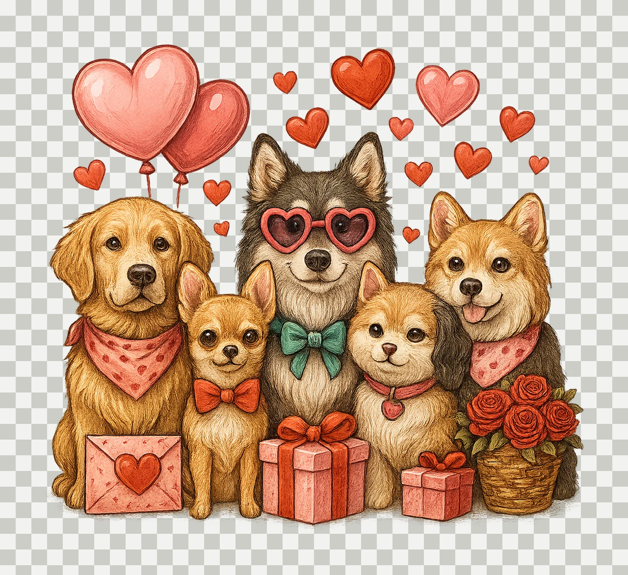 Dog Valentine Dog Mom Paw Print Heart Design Valentines Day transparency and detail preview thumbnail