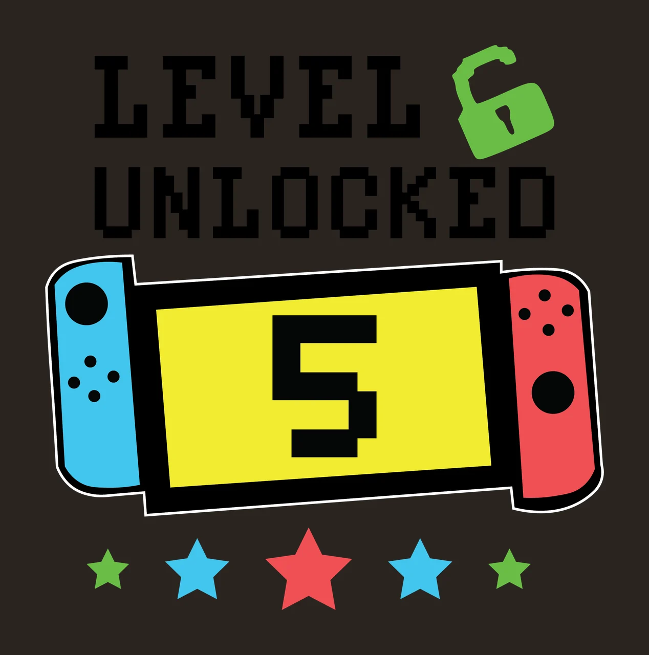 Level 6 Unlocked Text Banner Graphic lock stars black Variation contrast preview thumbnail