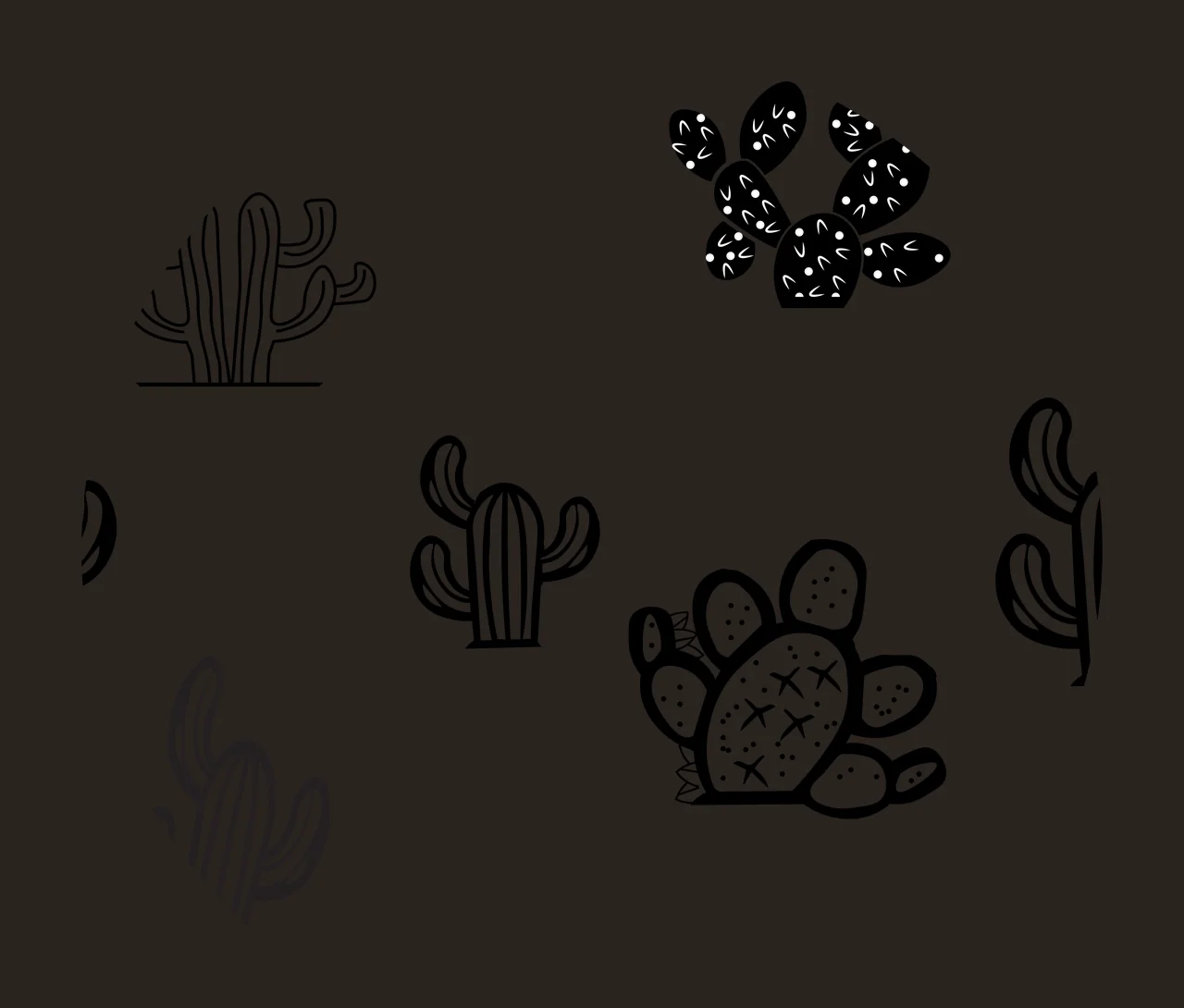 Keychain Cactus Collection In Circular Silhouette Frame patterned contrast preview thumbnail