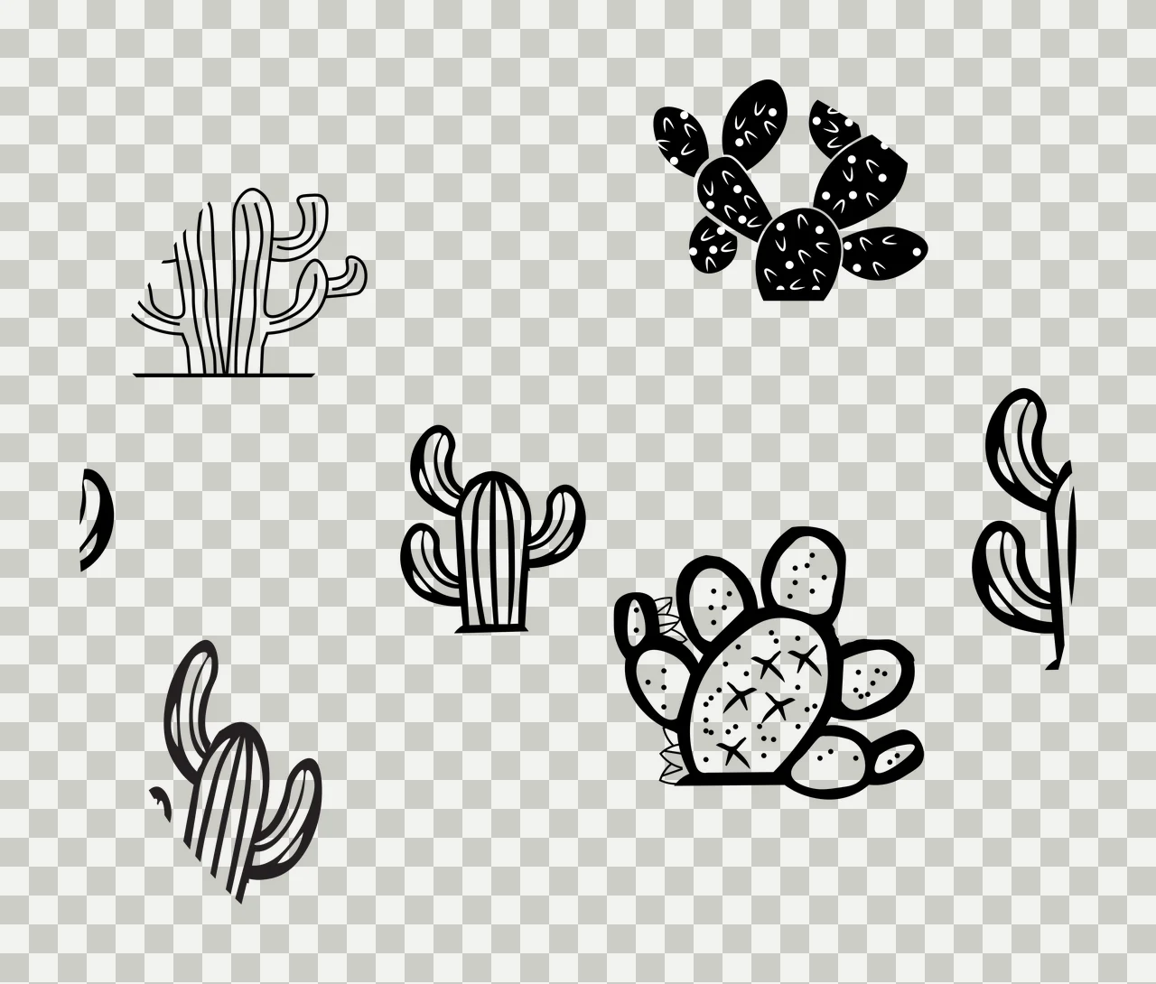 Keychain Cactus Collection In Circular Silhouette Frame patterned transparency and detail preview thumbnail