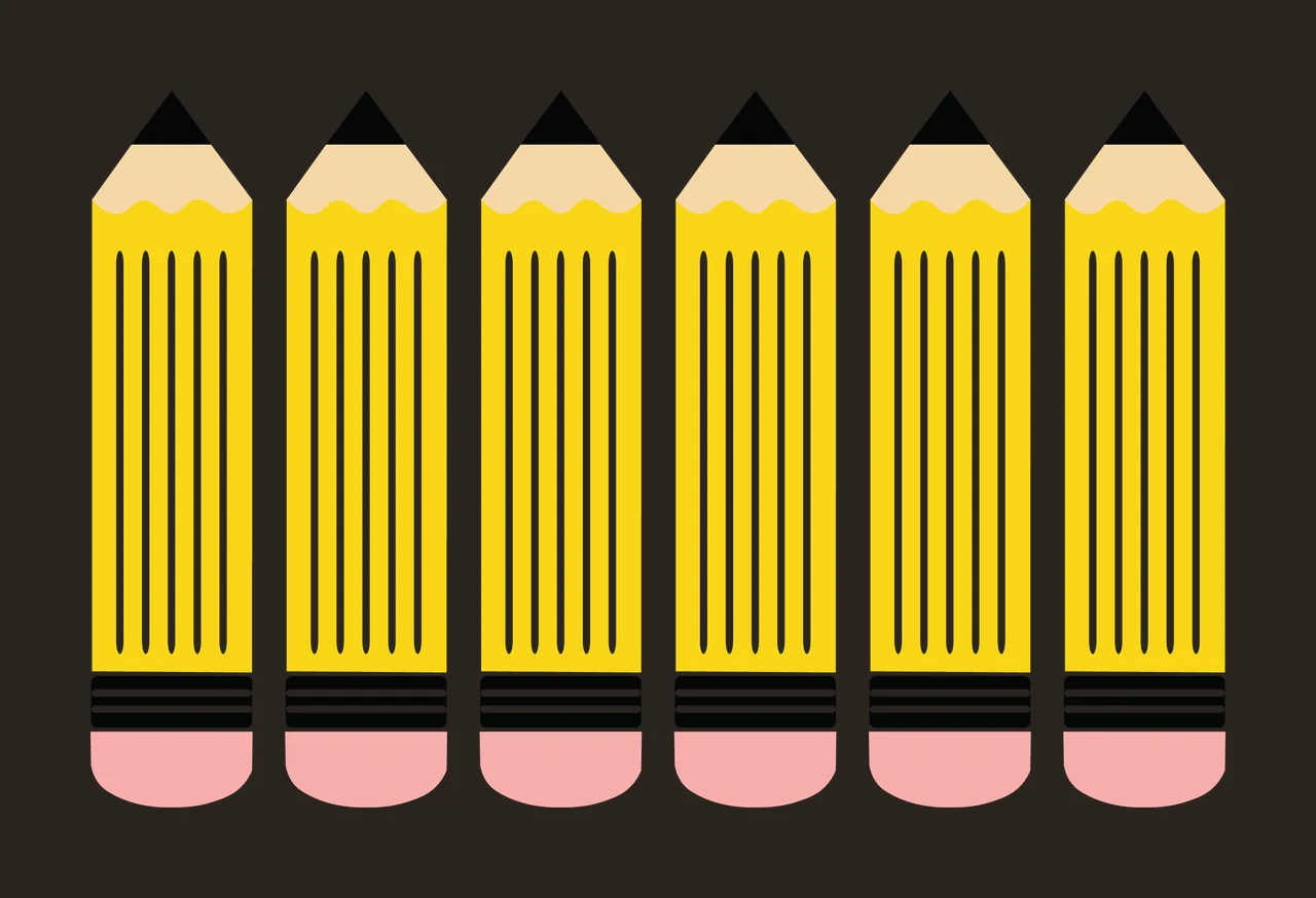 Pencils With Tips And Erasers In Yellow contrast preview thumbnail