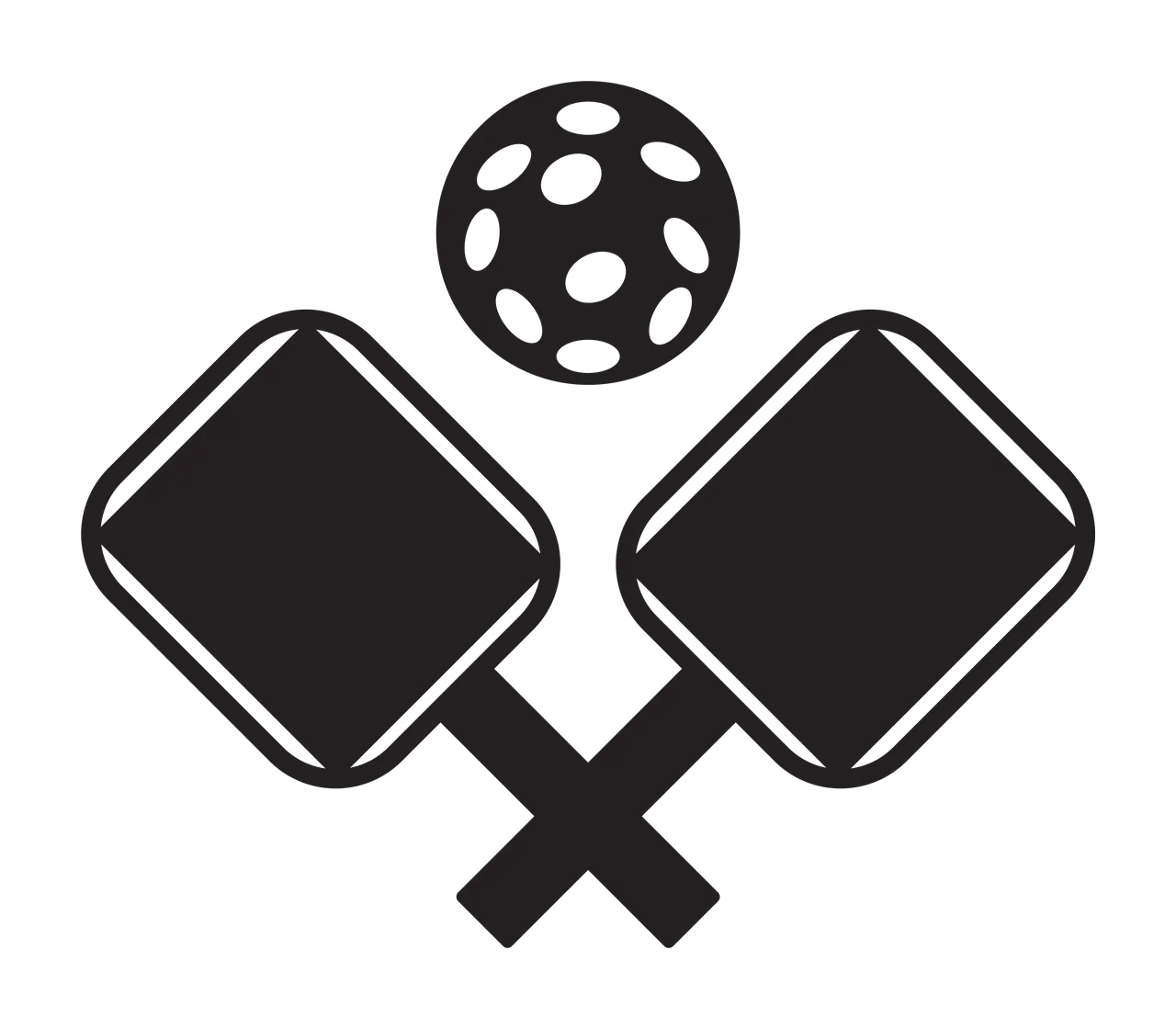 Crossed Paddles And Pickleball Graphic sports equipment crossing