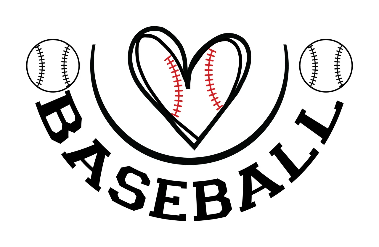 Baseball Heart Shape Black Graphic symbol decorating circles