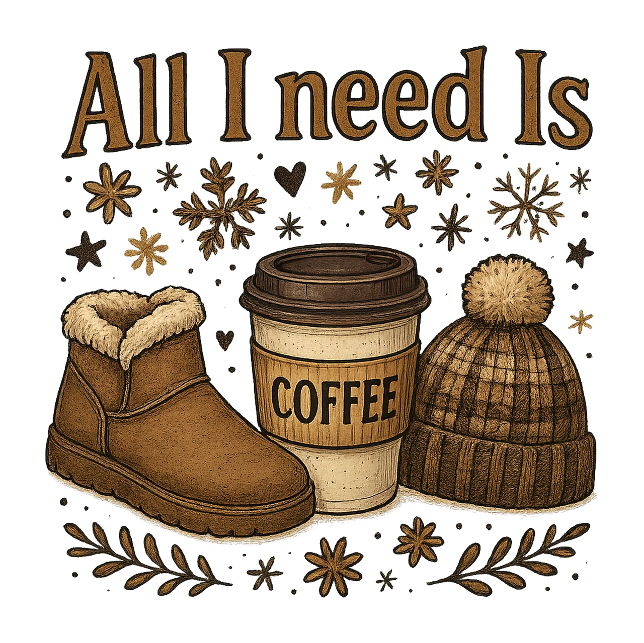 All Need Is Coffee Fall Sublimation Design Cozy Autumn