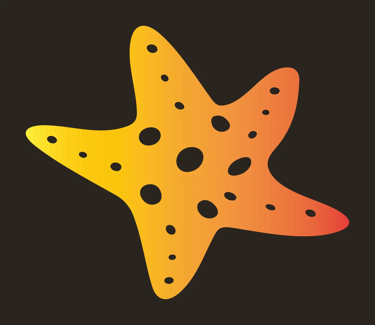 Starfish Illustration with five arms, white spots and gradient shading in yellow and orange contrast preview thumbnail