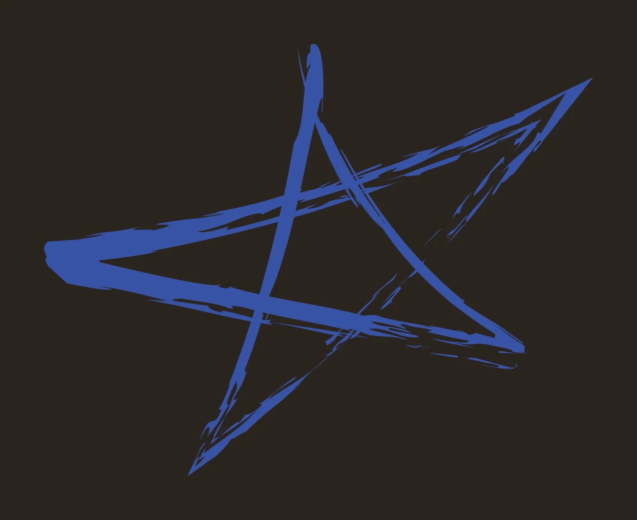 Brush Black Brushed Five Pointed Star shape messy line geometric contrast preview thumbnail